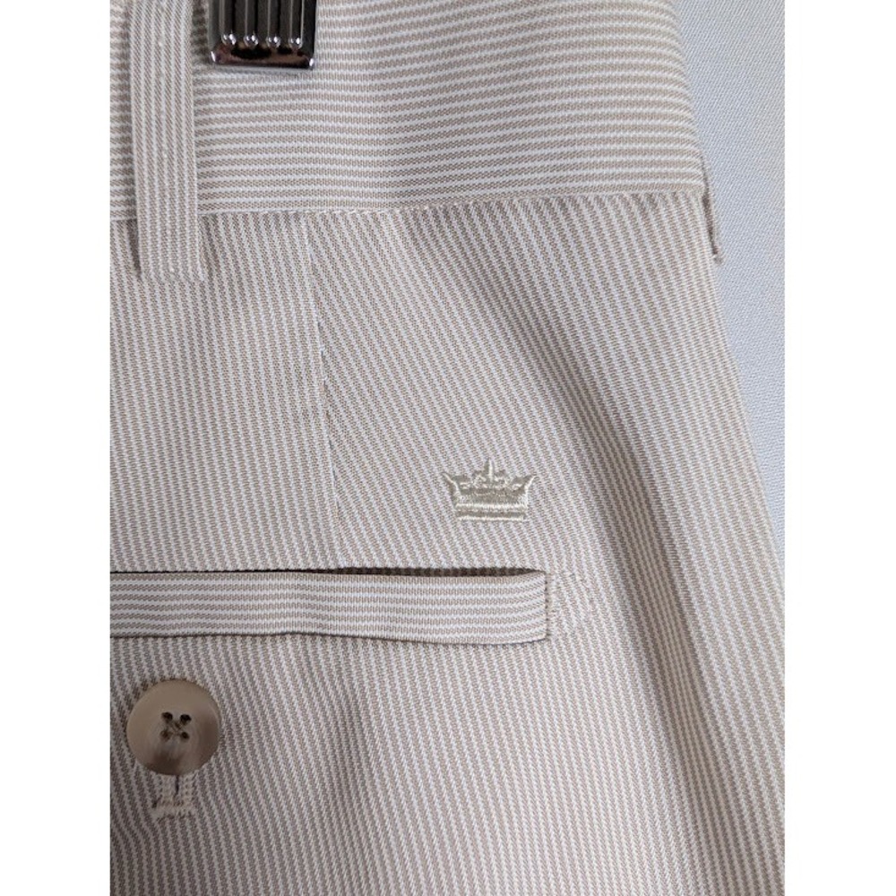 Peter Millar Golf Pants Mens 36x31 Tan/White Micro Seersucker Lightweight Preppy - Picture 8 of 9
